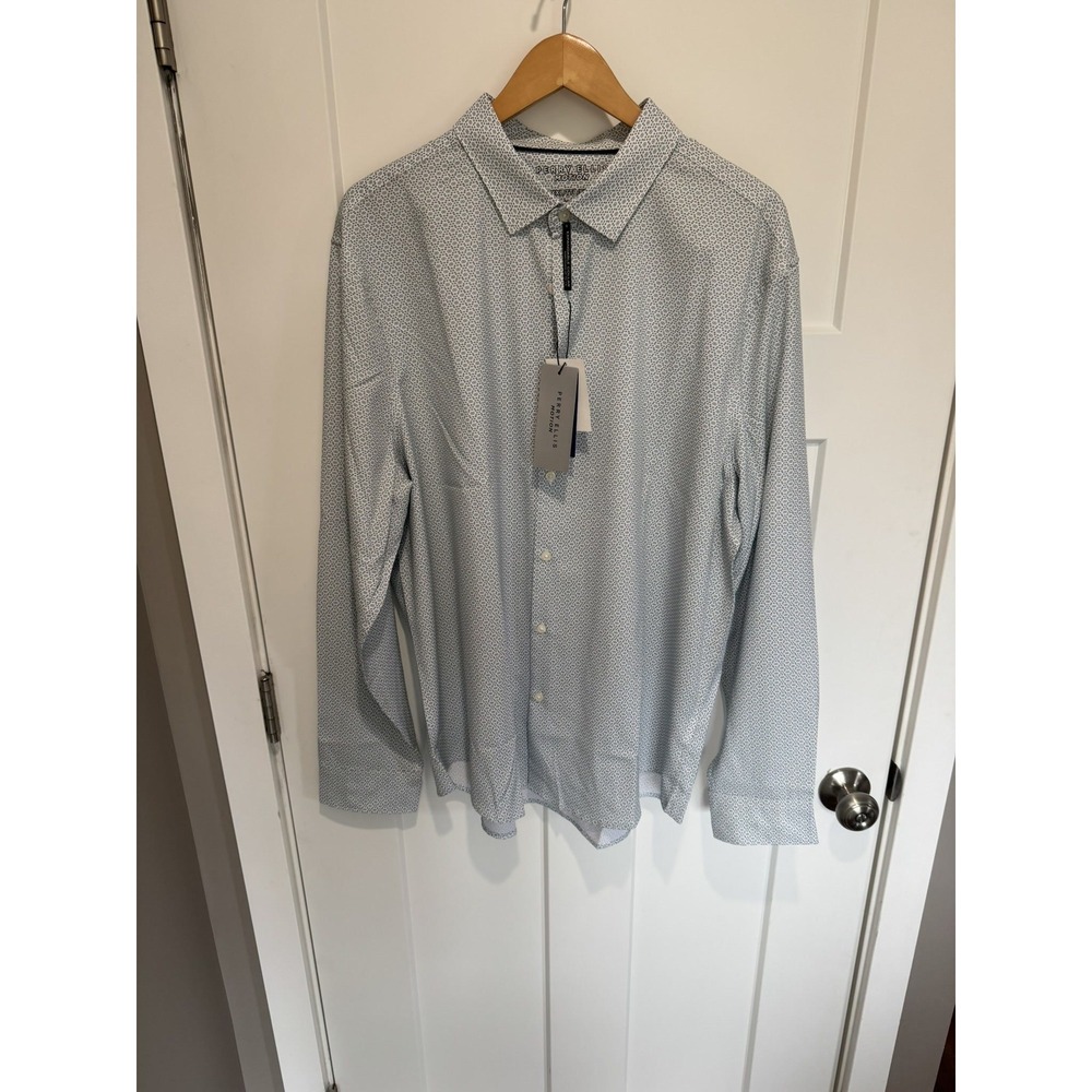 Perry Ellis Motion Mens XXL Slim Fit Button Down Shirt Bright White 4JFW9001 NWT